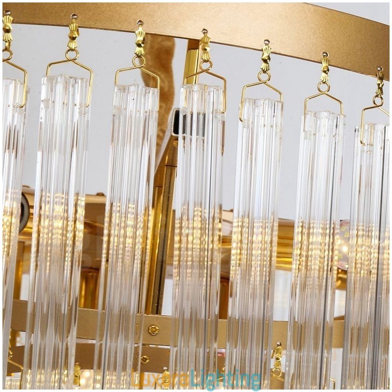 Designer Touch Decorative Gold Postmodern Luxury Round K9 Crystal Pendant Chandelier Exhibition Hall