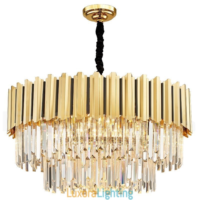 Designer Touch Decorative This Year Luxury Postmodern Gold Round K9 Crystal Pendant Chandelier Exhibition Hall