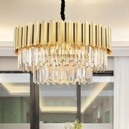 Designer Touch Decorative This Year Luxury Postmodern Gold Round K9 Crystal Pendant Chandelier Exhibition Hall