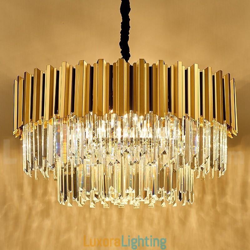 Designer Touch Decorative This Year Luxury Postmodern Gold Round K9 Crystal Pendant Chandelier Exhibition Hall