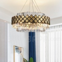 Designer Touch Decorative Luxury Modern Gold Plus Black Round K9 Crystal Pendant Chandelier Exhibition Hall