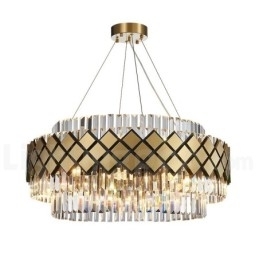 Designer Touch Decorative Luxury Modern Gold Plus Black Round K9 Crystal Pendant Chandelier Exhibition Hall