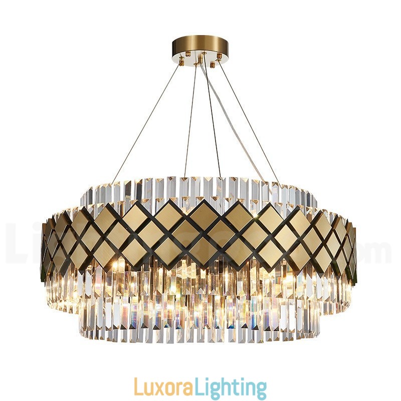 Designer Touch Decorative Luxury Modern Gold Plus Black Round K9 Crystal Pendant Chandelier Exhibition Hall