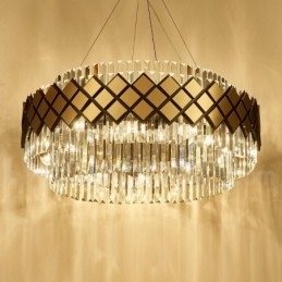 Designer Touch Decorative Luxury Modern Gold Plus Black Round K9 Crystal Pendant Chandelier Exhibition Hall