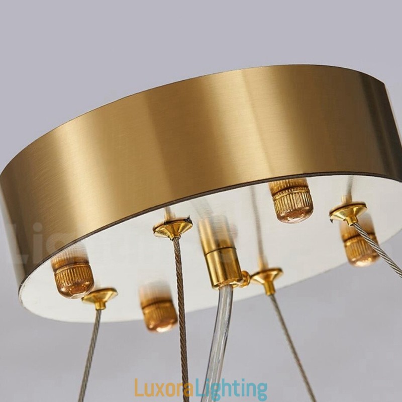 Designer Touch Decorative Luxury Modern Gold Plus Black Round K9 Crystal Pendant Chandelier Exhibition Hall