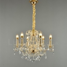 Designer Touch Decorative 6 Light Gold Silver American Style Crystal Pendant Chandelier Light Store