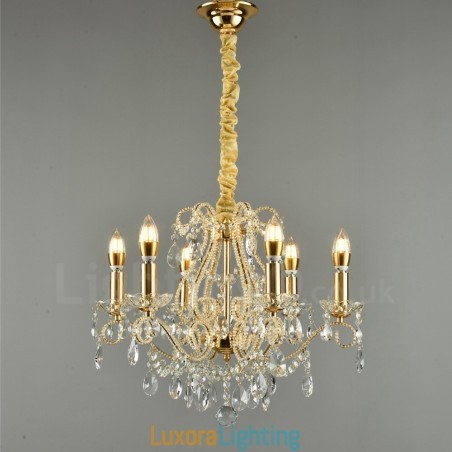 Designer Touch Decorative 6 Light Gold Silver American Style Crystal Pendant Chandelier Light Store