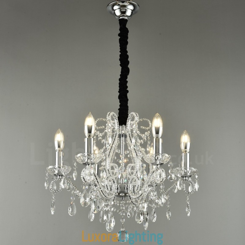 Designer Touch Decorative 6 Light Gold Silver American Style Crystal Pendant Chandelier Light Store