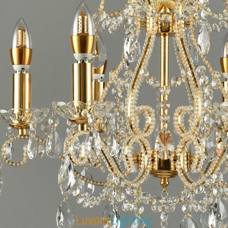 Designer Touch Decorative 6 Light Gold Silver American Style Crystal Pendant Chandelier Light Store