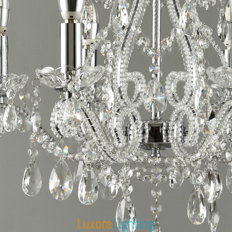 Designer Touch Decorative 6 Light Gold Silver American Style Crystal Pendant Chandelier Light Store