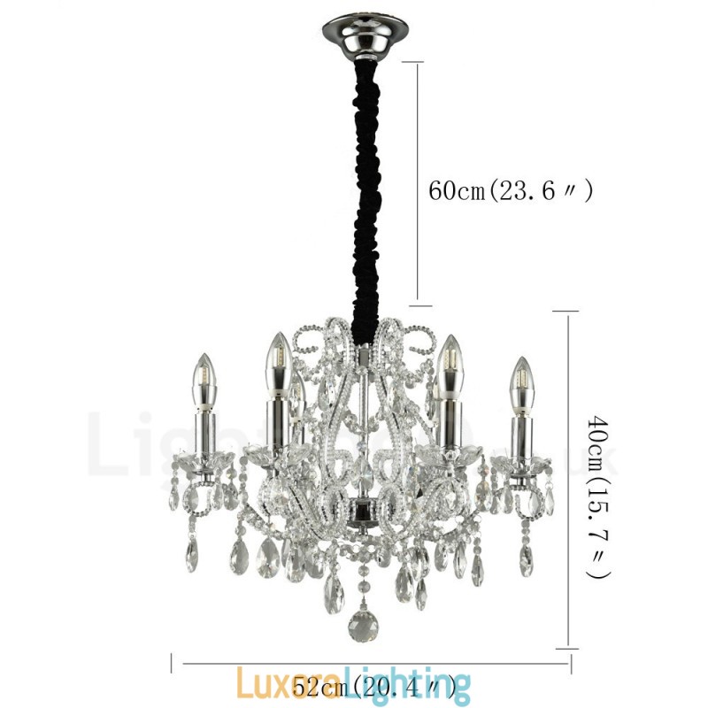 Designer Touch Decorative 6 Light Gold Silver American Style Crystal Pendant Chandelier Light Store