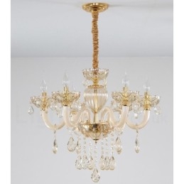 Designer Touch Decorative 6 Light Champagne Colour Crystal Candle Chandelier