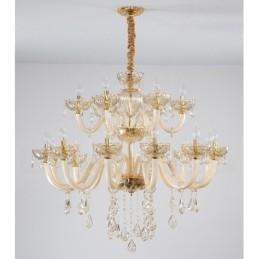 Designer Touch Decorative 18 (12+6) Light Champagne Colour Elegant Crystal Candle Chandelier