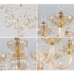 Designer Touch Decorative 18 (12+6) Light Champagne Colour Elegant Crystal Candle Chandelier