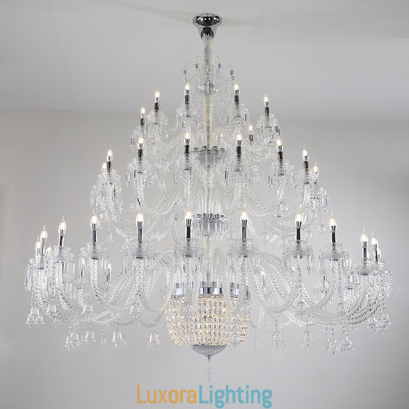 Designer Touch Decorative 50 Light Clear Elegant Luxurious Crystal Candle Chandelier Exhibition Hal