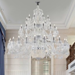 Designer Touch Decorative 50 Light Clear Elegant Luxurious Crystal Candle Chandelier Exhibition Hal