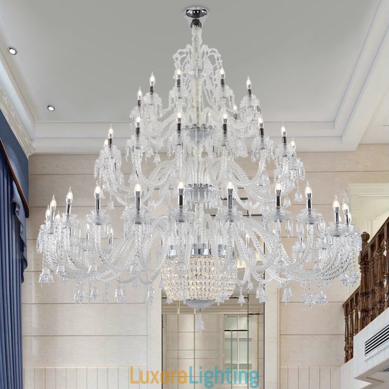 Designer Touch Decorative 50 Light Clear Elegant Luxurious Crystal Candle Chandelier Exhibition Hal