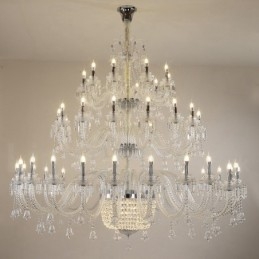Designer Touch Decorative 50 Light Clear Elegant Luxurious Crystal Candle Chandelier Exhibition Hal