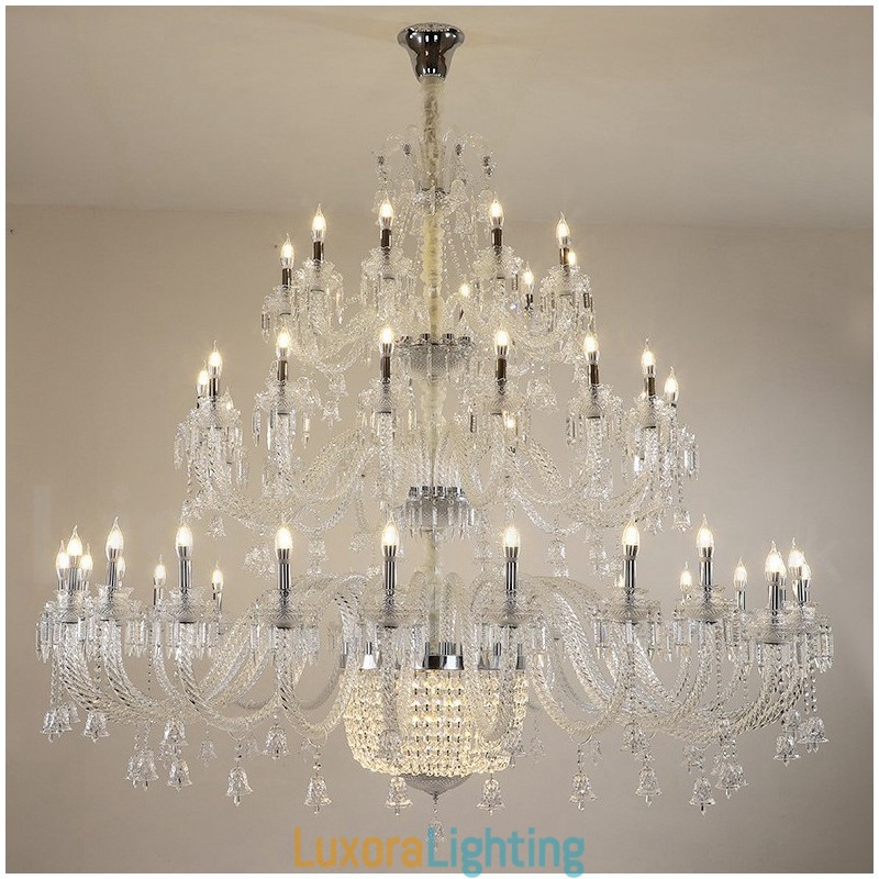 Designer Touch Decorative 50 Light Clear Elegant Luxurious Crystal Candle Chandelier Exhibition Hal