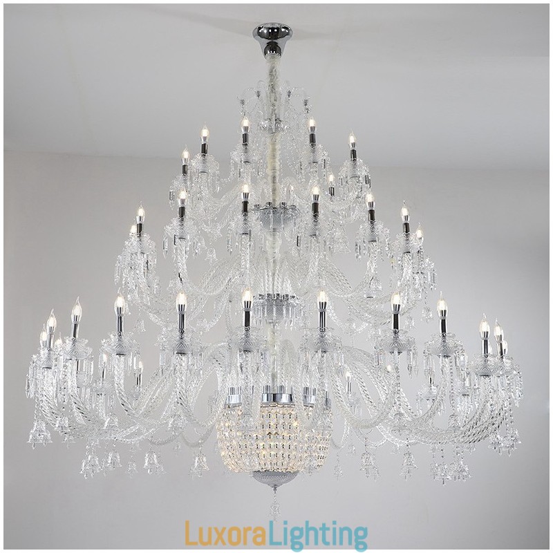 Designer Touch Decorative 50 Light Clear Elegant Luxurious Crystal Candle Chandelier Exhibition Hal