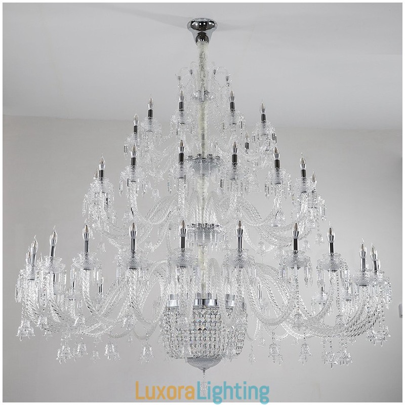 Designer Touch Decorative 50 Light Clear Elegant Luxurious Crystal Candle Chandelier Exhibition Hal