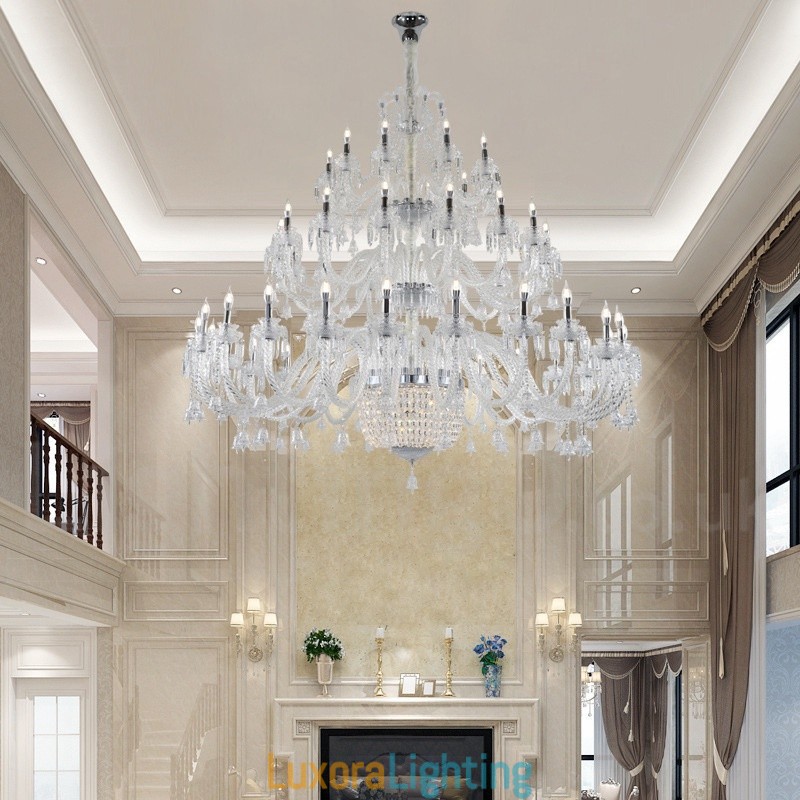Designer Touch Decorative 50 Light Clear Elegant Luxurious Crystal Candle Chandelier Exhibition Hal