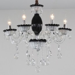 Designer Touch Decorative 6 Light Black Candle Chandelier with Crystal