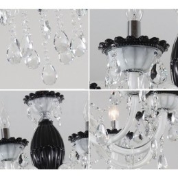 Designer Touch Decorative 6 Light Black Candle Chandelier with Crystal