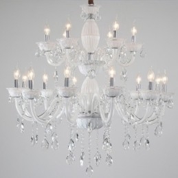 Designer Touch Decorative 18 (12+6) Light White Elegant Candle Chandelier with Crystal