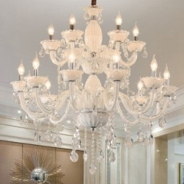 Designer Touch Decorative 18 (12+6) Light White Elegant Candle Chandelier with Crystal