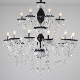 Designer Touch Decorative 18 (12+6) Light Black Elegant Candle Chandelier with Crystal