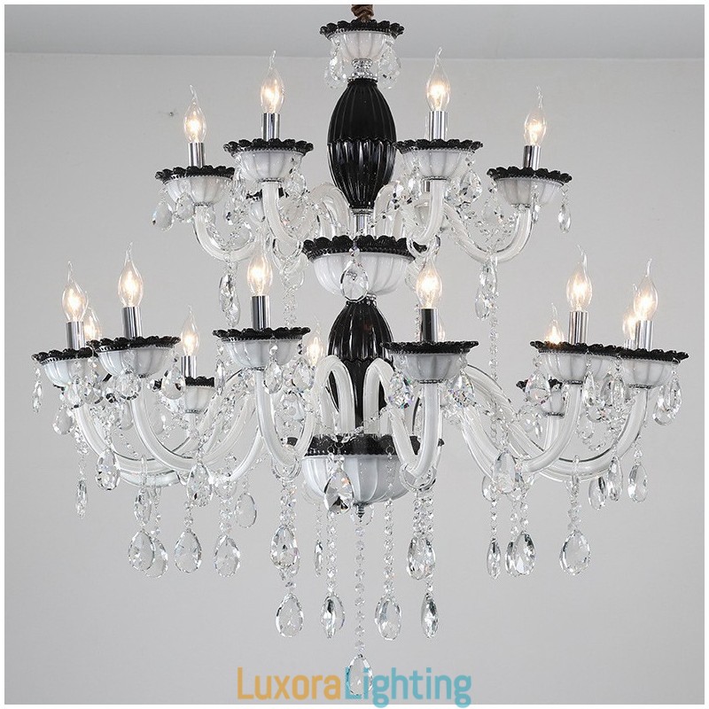Designer Touch Decorative 18 (12+6) Light Black Elegant Candle Chandelier with Crystal