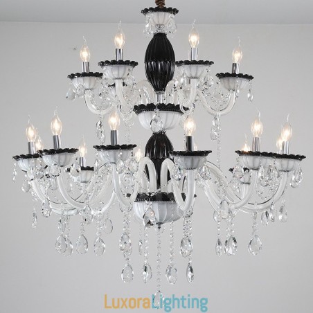Designer Touch Decorative 18 (12+6) Light Black Elegant Candle Chandelier with Crystal