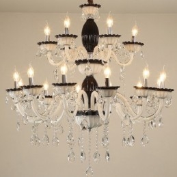 Designer Touch Decorative 18 (12+6) Light Black Elegant Candle Chandelier with Crystal