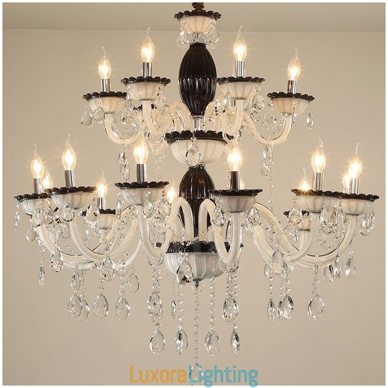 Designer Touch Decorative 18 (12+6) Light Black Elegant Candle Chandelier with Crystal