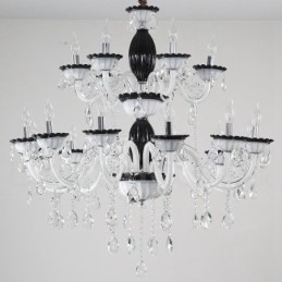 Designer Touch Decorative 18 (12+6) Light Black Elegant Candle Chandelier with Crystal