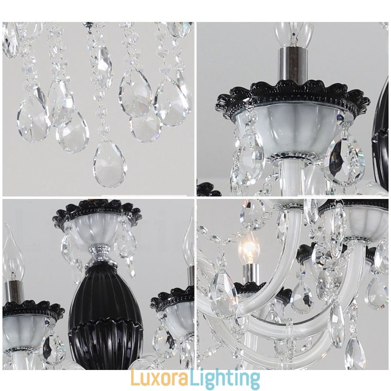 Designer Touch Decorative 18 (12+6) Light Black Elegant Candle Chandelier with Crystal