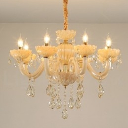 Designer Touch Decorative 8 Light Luxurious Champagne Crystal Candle Chandelier