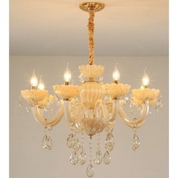 Designer Touch Decorative 8 Light Luxurious Champagne Crystal Candle Chandelier