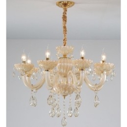 Designer Touch Decorative 8 Light Luxurious Champagne Crystal Candle Chandelier
