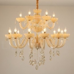 Designer Touch Decorative 18 (12+6) Light Luxurious Champagne Crystal Candle Chandelier