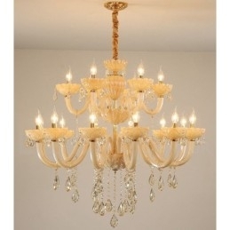 Designer Touch Decorative 18 (12+6) Light Luxurious Champagne Crystal Candle Chandelier