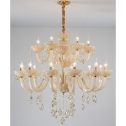 Designer Touch Decorative 18 (12+6) Light Luxurious Champagne Crystal Candle Chandelier