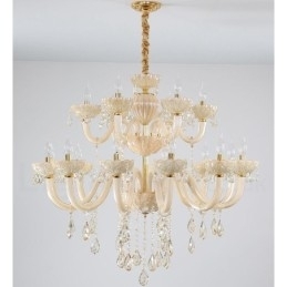Designer Touch Decorative 18 (12+6) Light Luxurious Champagne Crystal Candle Chandelier