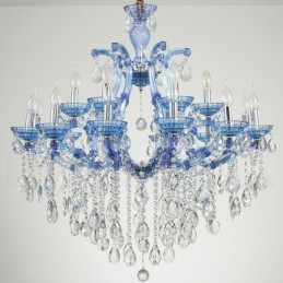 Designer Touch Decorative Multi Colours 18 (12+6) Light Luxurious Crystal Candle Chandelier with Clear Crystal