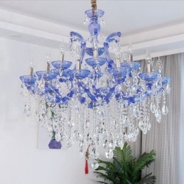Designer Touch Decorative Multi Colours 18 (12+6) Light Luxurious Crystal Candle Chandelier with Clear Crystal