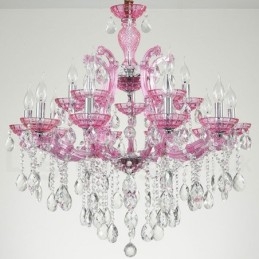 Designer Touch Decorative Multi Colours 18 (12+6) Light Luxurious Crystal Candle Chandelier with Clear Crystal