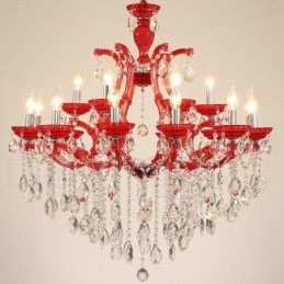 Designer Touch Decorative Multi Colours 18 (12+6) Light Luxurious Crystal Candle Chandelier with Clear Crystal
