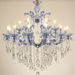 Designer Touch Decorative Multi Colours 18 (12+6) Light Luxurious Crystal Candle Chandelier with Clear Crystal