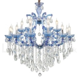 Designer Touch Decorative Multi Colours 18 (12+6) Light Luxurious Crystal Candle Chandelier with Clear Crystal